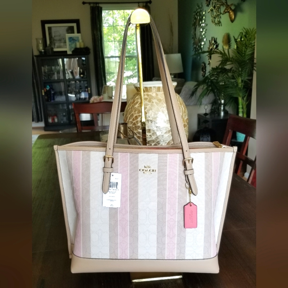 Coach Striped Jacquard Mollie Tote